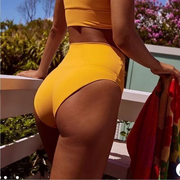 Free People It's Now Cool The Contour Solid High-Waist Surf Bottoms Orange XS - Picture 6 of 8